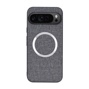 For Google Pixel 9 Pro CD Magnetic Ring Cloth Texture PU Phone Case(Grey)