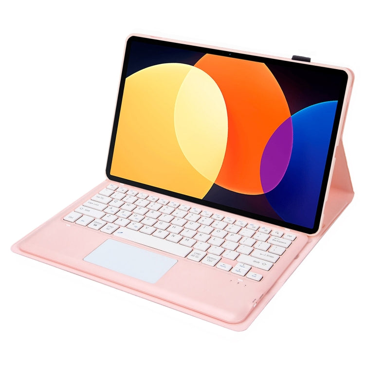 For Xiaomi Pad 6S Pro 12.4 Lambskin Texture Detachable Bluetooth Keyboard Leather Case with Touchpad(Pink)