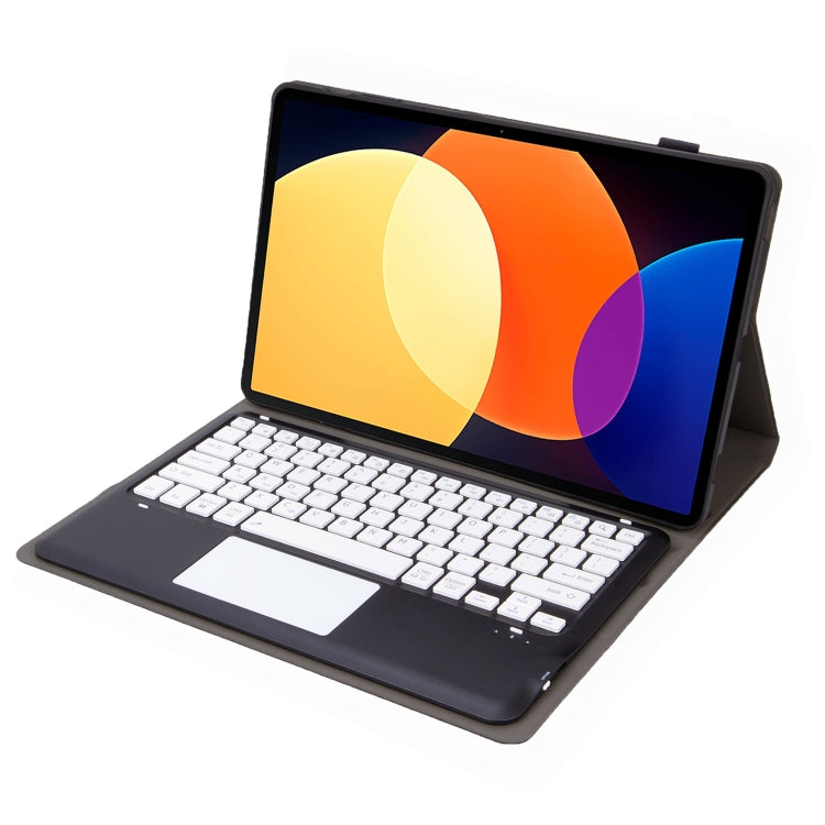 For Xiaomi Pad 6S Pro 12.4 Lambskin Texture Detachable Bluetooth Keyboard Leather Case with Touchpad(Black White)