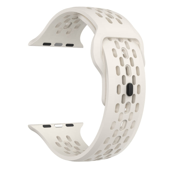 For Apple Watch Ultra 2 49mm Oval Holes Fluororubber Watch Band(Starlight)