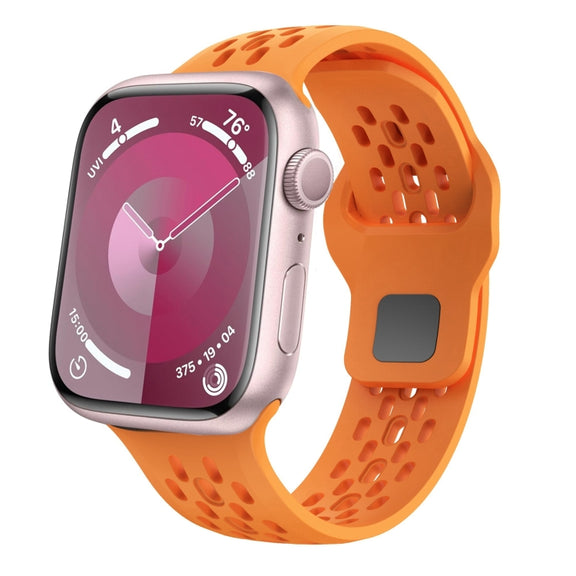 For Apple Watch Series 9 45mm Oval Holes Fluororubber Watch Band(Orange)