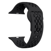 For Apple Watch Series 9 45mm Oval Holes Fluororubber Watch Band(Black)