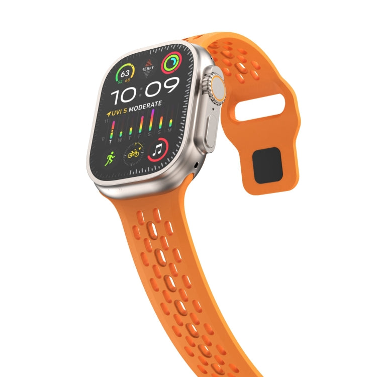 For Apple Watch Ultra 49mm Oval Holes Fluororubber Watch Band(Orange)