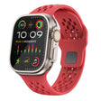 For Apple Watch Ultra 49mm Oval Holes Fluororubber Watch Band(Red) - Watch Bands by PMC TechLife | Online Shopping South Africa | PMC TechLife