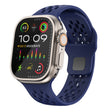 For Apple Watch Ultra 49mm Oval Holes Fluororubber Watch Band(Midnight Blue) - Watch Bands by PMC TechLife | Online Shopping South Africa | PMC TechLife