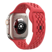 For Apple Watch SE 2022 44mm Oval Holes Fluororubber Watch Band(Red)