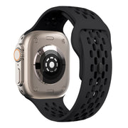 For Apple Watch SE 44mm Oval Holes Fluororubber Watch Band(Black)
