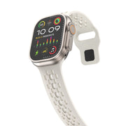 For Apple Watch SE 44mm Oval Holes Fluororubber Watch Band(Starlight)
