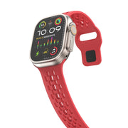 For Apple Watch Series 5 44mm Oval Holes Fluororubber Watch Band(Red)