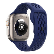 For Apple Watch Series 4 44mm Oval Holes Fluororubber Watch Band(Midnight Blue)