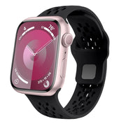 For Apple Watch Series 2 42mm Oval Holes Fluororubber Watch Band(Black)