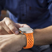 For Apple Watch 42mm Oval Holes Fluororubber Watch Band(Orange)