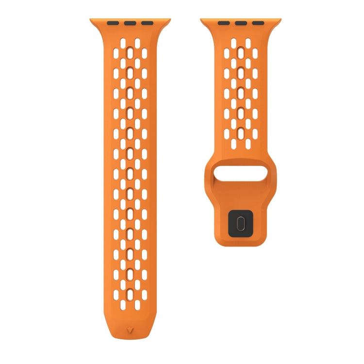 For Apple Watch 42mm Oval Holes Fluororubber Watch Band(Orange)