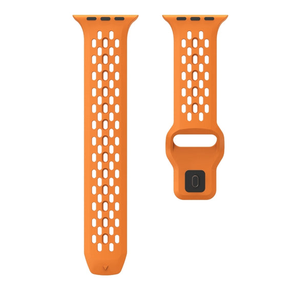 For Apple Watch 42mm Oval Holes Fluororubber Watch Band(Orange)