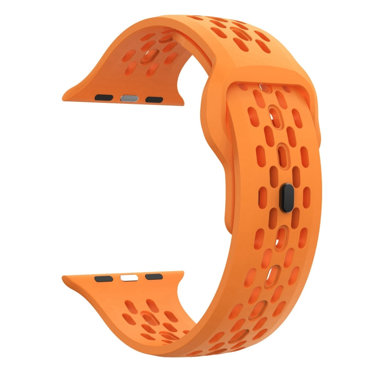 For Apple Watch 42mm Oval Holes Fluororubber Watch Band(Orange)