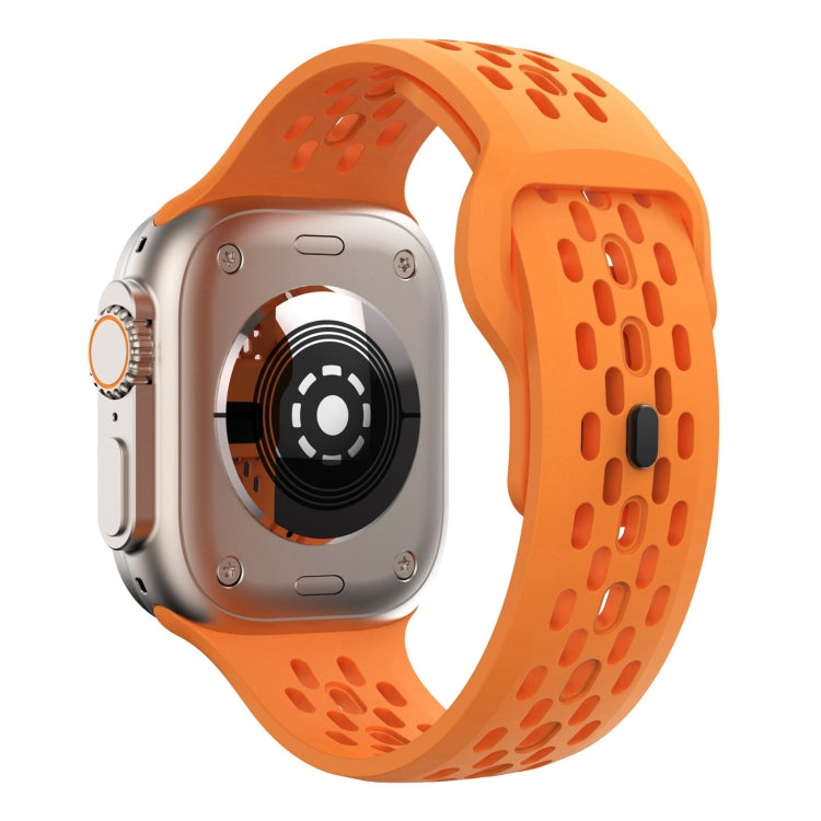 For Apple Watch 42mm Oval Holes Fluororubber Watch Band(Orange)