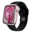 For Apple Watch 42mm Oval Holes Fluororubber Watch Band(Black) - Watch Bands by PMC TechLife | Online Shopping South Africa | PMC TechLife