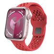 For Apple Watch 42mm Oval Holes Fluororubber Watch Band(Red) - Watch Bands by PMC TechLife | Online Shopping South Africa | PMC TechLife
