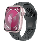 For Apple Watch 42mm Oval Holes Fluororubber Watch Band(Dark Grey)