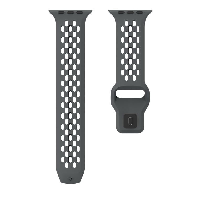 For Apple Watch 42mm Oval Holes Fluororubber Watch Band(Dark Grey)