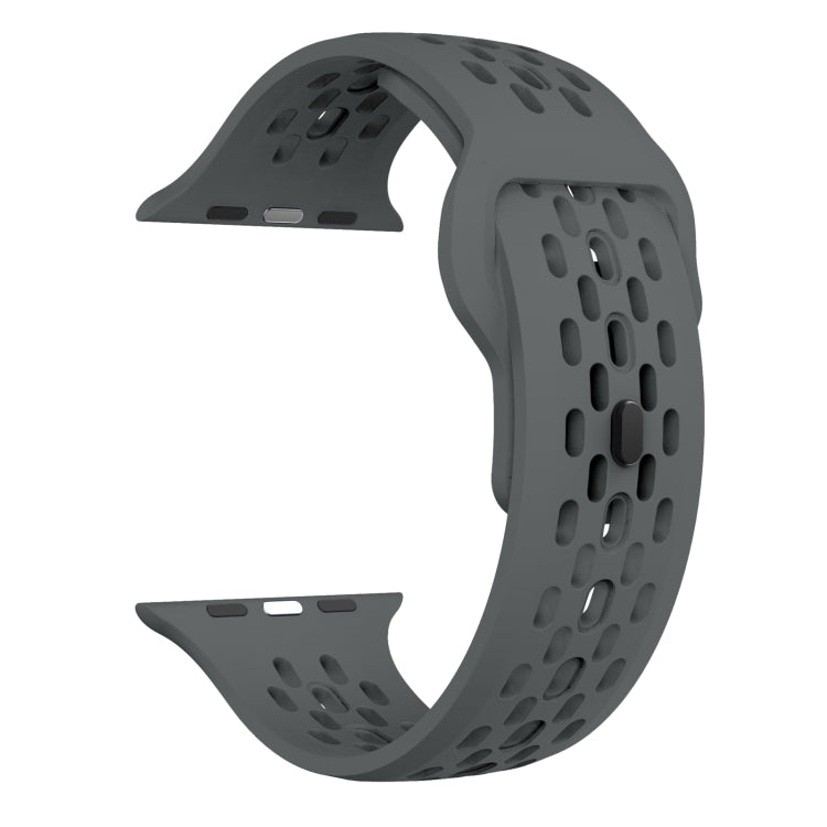 For Apple Watch 42mm Oval Holes Fluororubber Watch Band(Dark Grey)