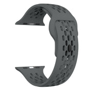 For Apple Watch 42mm Oval Holes Fluororubber Watch Band(Dark Grey)
