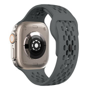 For Apple Watch 42mm Oval Holes Fluororubber Watch Band(Dark Grey)