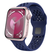 For Apple Watch 42mm Oval Holes Fluororubber Watch Band(Midnight Blue)