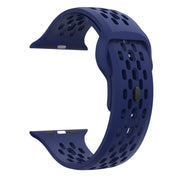 For Apple Watch 42mm Oval Holes Fluororubber Watch Band(Midnight Blue)