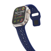 For Apple Watch 42mm Oval Holes Fluororubber Watch Band(Midnight Blue)
