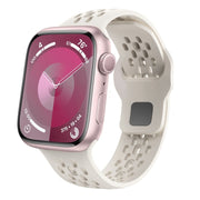 For Apple Watch 42mm Oval Holes Fluororubber Watch Band(Starlight)