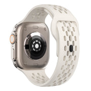 For Apple Watch 42mm Oval Holes Fluororubber Watch Band(Starlight)