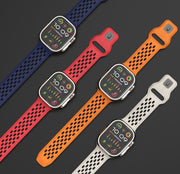 For Apple Watch 42mm Oval Holes Fluororubber Watch Band(Starlight)