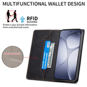 For Redmi K70 Ultra Business Solid Color Magnetic RFID Leather Phone Case(Black)