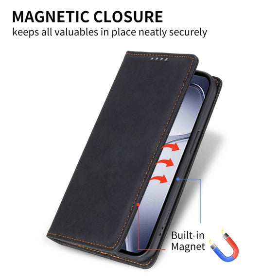 For Redmi K70 Ultra Business Solid Color Magnetic RFID Leather Phone Case(Black)