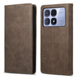 For Redmi K70 Ultra Business Solid Color Magnetic RFID Leather Phone Case(Brown) - Xiaomi Cases by PMC Jewellery | Online Shopping South Africa | PMC Jewellery | Buy Now Pay Later Mobicred
