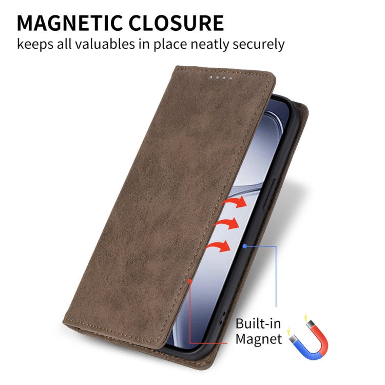 For Redmi K70 Ultra Business Solid Color Magnetic RFID Leather Phone Case(Brown)
