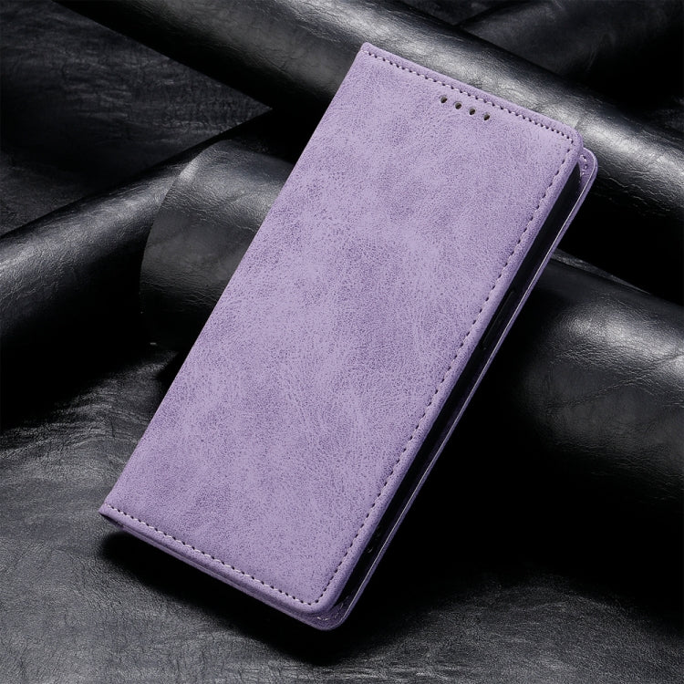 For Redmi K70 Ultra Business Solid Color Magnetic RFID Leather Phone Case(Purple)
