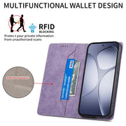 For Redmi K70 Ultra Business Solid Color Magnetic RFID Leather Phone Case(Purple)