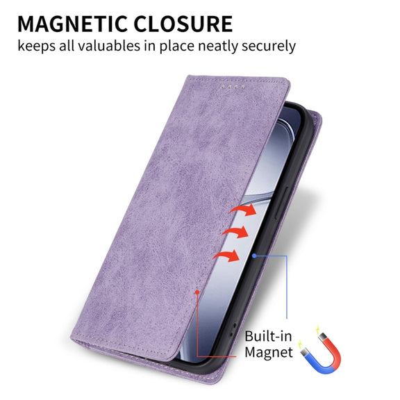 For Redmi K70 Ultra Business Solid Color Magnetic RFID Leather Phone Case(Purple)