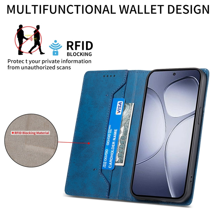 For Redmi K70 Ultra Business Solid Color Magnetic RFID Leather Phone Case(Blue)
