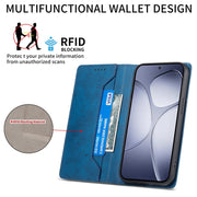 For Redmi K70 Ultra Business Solid Color Magnetic RFID Leather Phone Case(Blue)