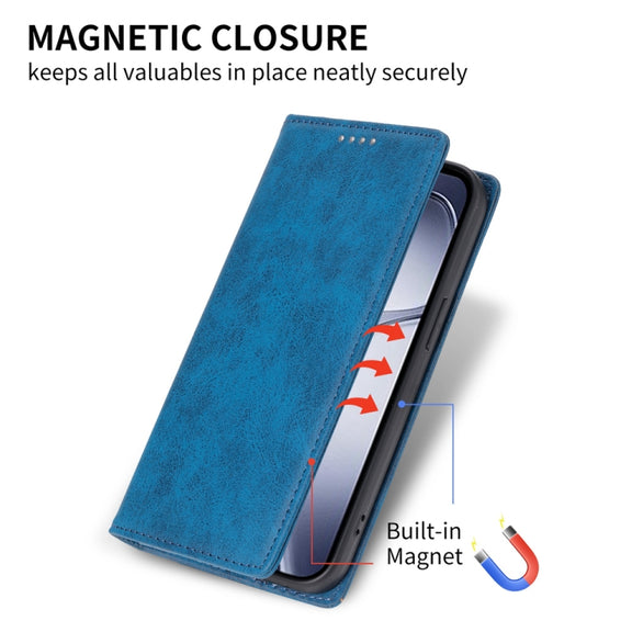 For Redmi K70 Ultra Business Solid Color Magnetic RFID Leather Phone Case(Blue)