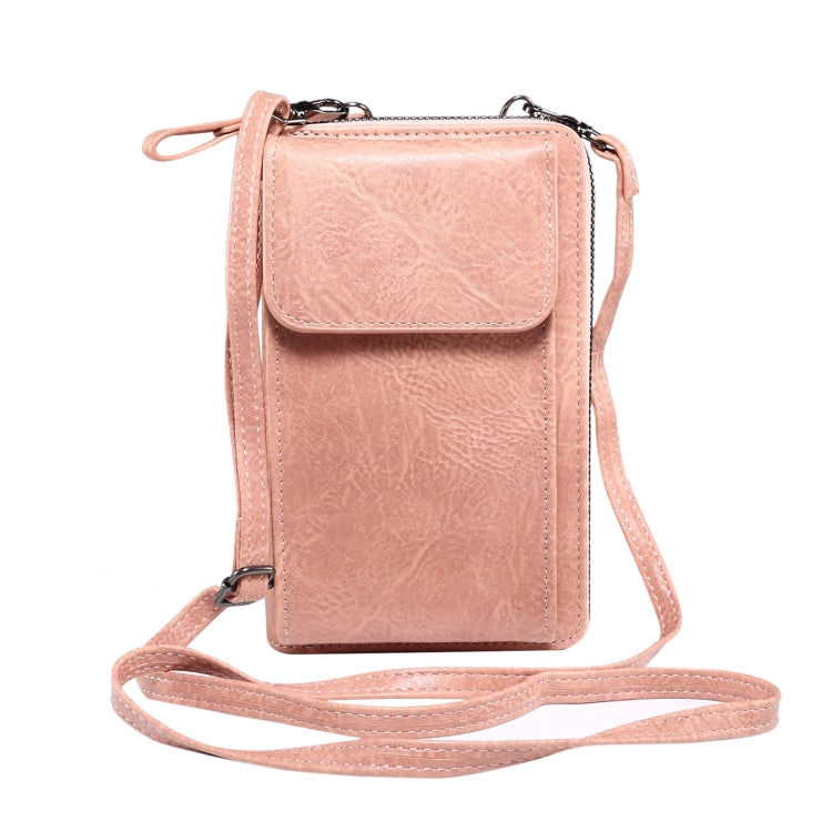 Elephant Pattern Multifunctional Cross Bag Phone Case(Light Pink)