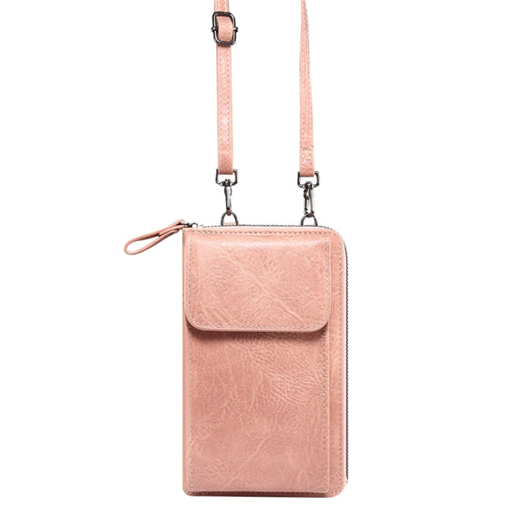 Elephant Pattern Multifunctional Cross Bag Phone Case(Light Pink)
