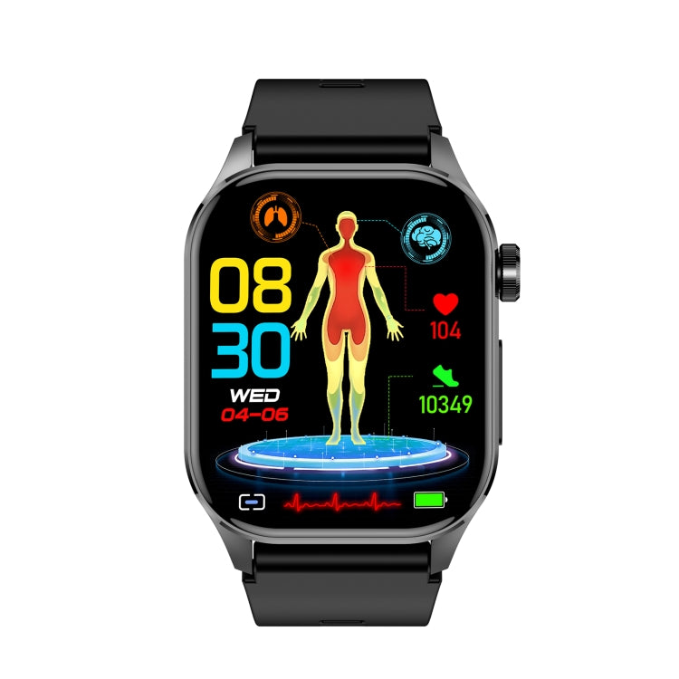 ET580 2.04 inch AMOLED Screen Sports Smart Watch Support Bluethooth Call /  ECG Function(Black Butterfly Buckle)