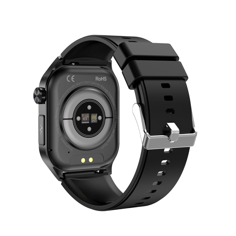 ET580 2.04 inch AMOLED Screen Sports Smart Watch Support Bluetooth Call /  ECG Function(Black Leather Band)