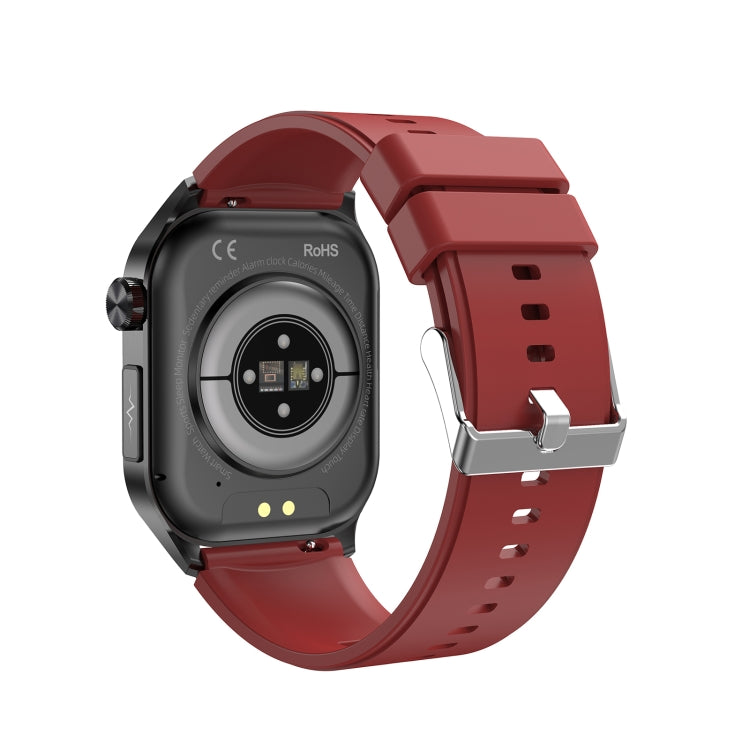 ET580 2.04 inch AMOLED Screen Sports Smart Watch Support Bluethooth Call /  ECG Function(Red Silicone Band)