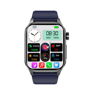 ET580 2.04 inch AMOLED Screen Sports Smart Watch Support Bluethooth Call /  ECG Function(Blue Silicone Band)