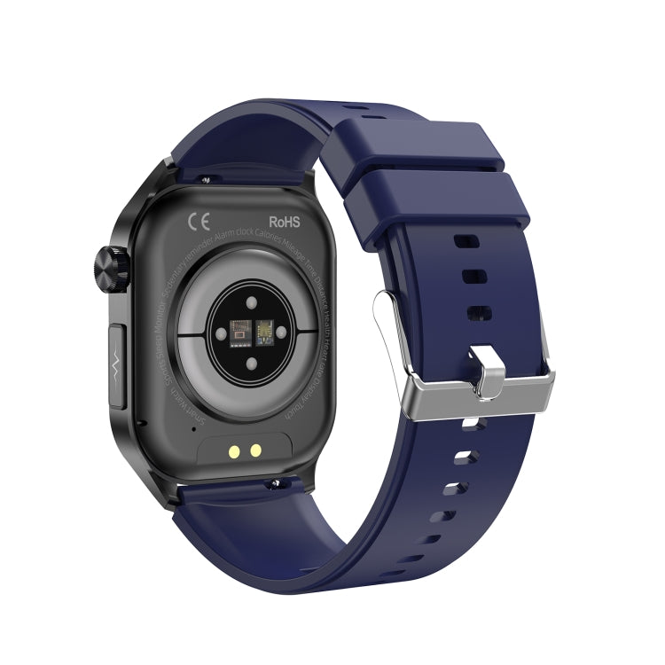 ET580 2.04 inch AMOLED Screen Sports Smart Watch Support Bluethooth Call /  ECG Function(Blue Silicone Band)
